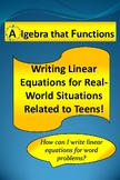 Writing Linear Equations for Word Problems Related to Teen