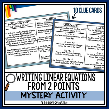 Preview of Writing Linear Equations from 2 Points Mystery Activity