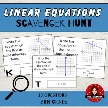 Preview of Writing Linear Equations from Graphs : Scavenger Hunt