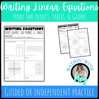 Preview of Writing Linear Equations from Two Points, Tables, & Graphs | TEKS A.2B & A.2C