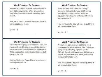 Writing Linear Equations from Word Problems by Pi's House | TpT