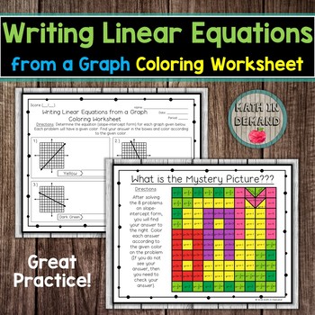 Writing Linear Equations from a Graph Coloring Worksheet