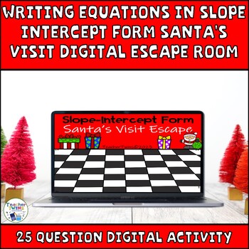 Preview of Writing Linear Equations in Slope-Intercept Form Christmas Digital Escape Room