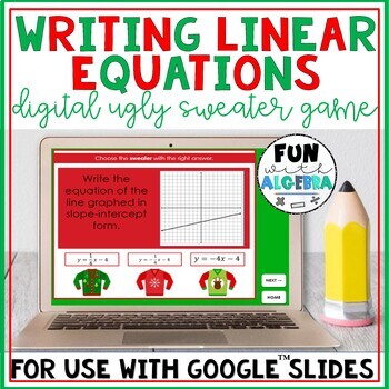 Preview of Writing Linear Equations in Slope Intercept Form DIGITAL Christmas Math Game