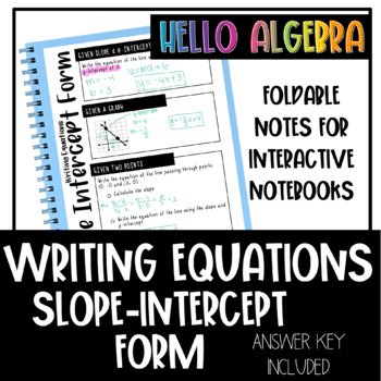 Preview of Writing Linear Equations in Slope-Intercept Form Foldable Notes