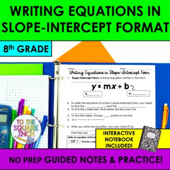Preview of Writing Equations in Slope-Intercept Form Notes & Practice | Guided Notes
