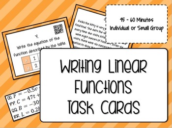 Preview of Writing Linear Functions Task Cards with QR Codes - Math Centers