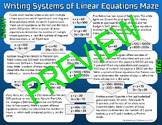 Writing Systems of Linear Equations Maze -No Prep!- Algebra 1