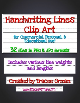 Preview of Writing Lines for Handwriting Practice Clip Art Commercial Use