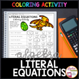 Writing Literal Equations Coloring Activity