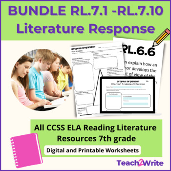 Preview of All Reading Literature Writing Response Paragraphs  BUNDLE CCSS.RL.7.1-7.10