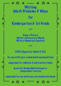 Preview of Writing Math Problems 3 Ways for Kindergarten & 1st Grade