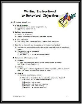 Writing Detailed Lesson Plans With Specific Objectives the ...