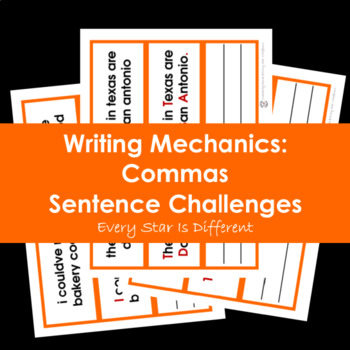 Preview of Writing Mechanics: Commas Sentence Challenges