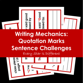 Preview of Writing Mechanics: Quotation Marks Sentence Challenges