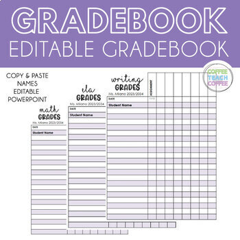 Preview of Editable Gradebook, Editable Gradebook Printable, Gradebook Template