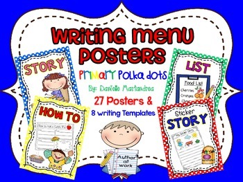 Preview of Writing Menu Posters {27 Posters & 8 Writing Templates)