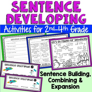 Preview of Writing Mini Lessons Sentence Building Activities Games Task Cards Grammar