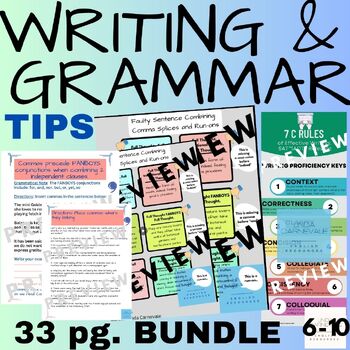 Preview of Comma Worksheets + Colons, Semicolons, Writing Compound Sentences Grammar Review