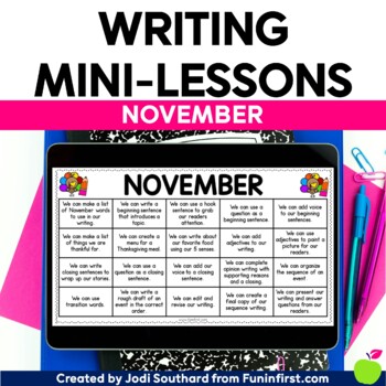 Preview of Writing Mini-Lessons for November