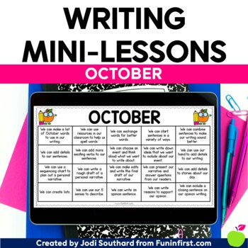 Preview of Writing Mini-Lessons for October