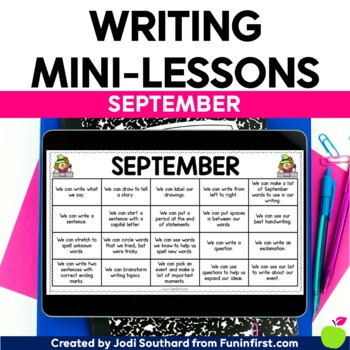 Writing Mini-Lessons for September by Jodi Southard | TpT