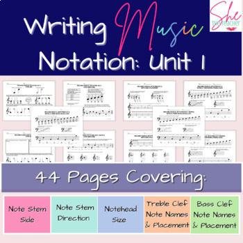 Preview of Writing Music Notation- Unit 1 Mega Bundle