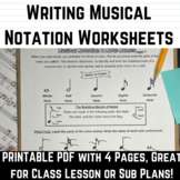 Writing Music Notation Worksheets for Class or Choir Sub P