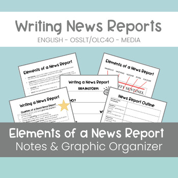 Preview of Writing News Reports OLC4O OSSLT - Graphic Organizer Included
