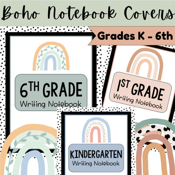 Preview of Writing Notebook Cover | Boho Rainbow