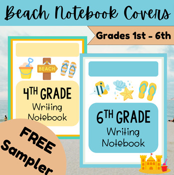 Preview of Writing Notebook Covers | Retro Beach Themed