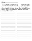Writing Notebook - Important Name sheet