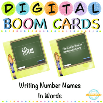 Preview of Writing Number Names 1 to 20 - Boom Cards™ - Distance Learning.