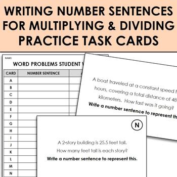 Preview of Writing Number Sentences for Multiplying & Dividing Rational Numbers Task Cards