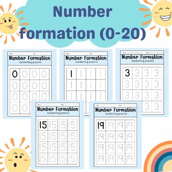 Preview of Writing Numbers 0-20, Tracing Numbers 0-20, Numbers Formation