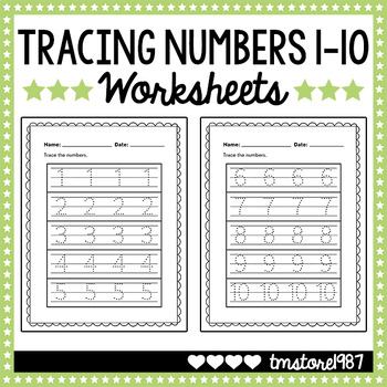 Writing Tracing Numbers Worksheets Practice 1 to 10 - Free by TMStore1987