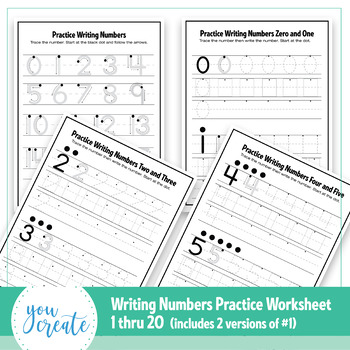 Writing Numbers 1 20 Formation Trace And Free Hand