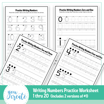 Preview of Writing Numbers 1-20 | Tracing Numbers 1-20 | Formation, Trace and Free Hand