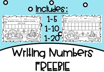 Preview of Writing Numbers 1-20 Winter Printable FREEBIE
