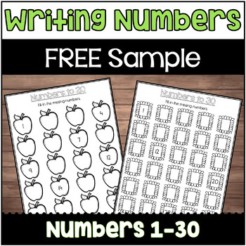Preview of Writing Numbers 1-30 SAMPLE | Number Writing Freebie