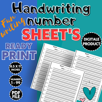 Preview of Writing Numbers 1-99 | Numbered Writing Lined Paper | Handwriting sheets.