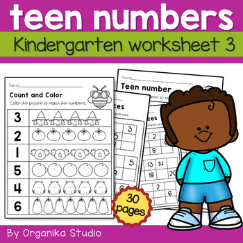 Preview of Writing Numbers 1 to 20 Number Sense Teen Numbers Kindergarten Worksheets part 3