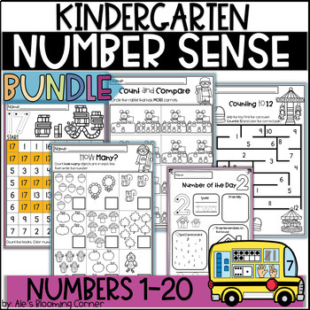 Preview of Writing Numbers 1 to 20 Number Sense Worksheets Activities Kindergarten Math