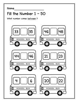 Writing Numbers 1 to 50 Before , After , Between | Kindergarten Worksheets