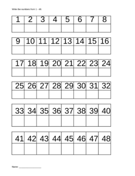 Preview of Writing Numbers From 1 to 48