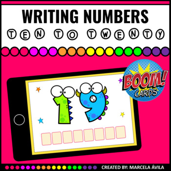 Preview of Writing Numbers - Ten to Twenty Boom Cards™ Distance Learning Math