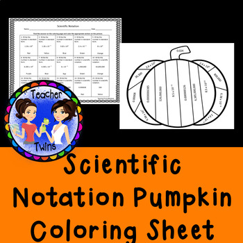 Preview of Writing Numbers in Scientific Notation Pumpkin Coloring Sheet