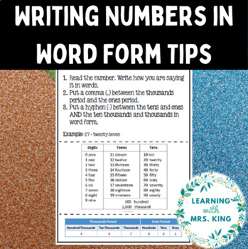 Preview of Writing Numbers in Word Form Tips