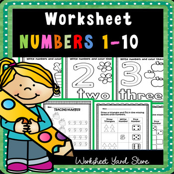 Preview of Writing Numbers to 10 , Tracing numbers 1-10  ,Counting Practice: Worksheet