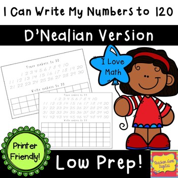 Preview of Writing Numbers to 120 Practice Packet - D Nealian Version